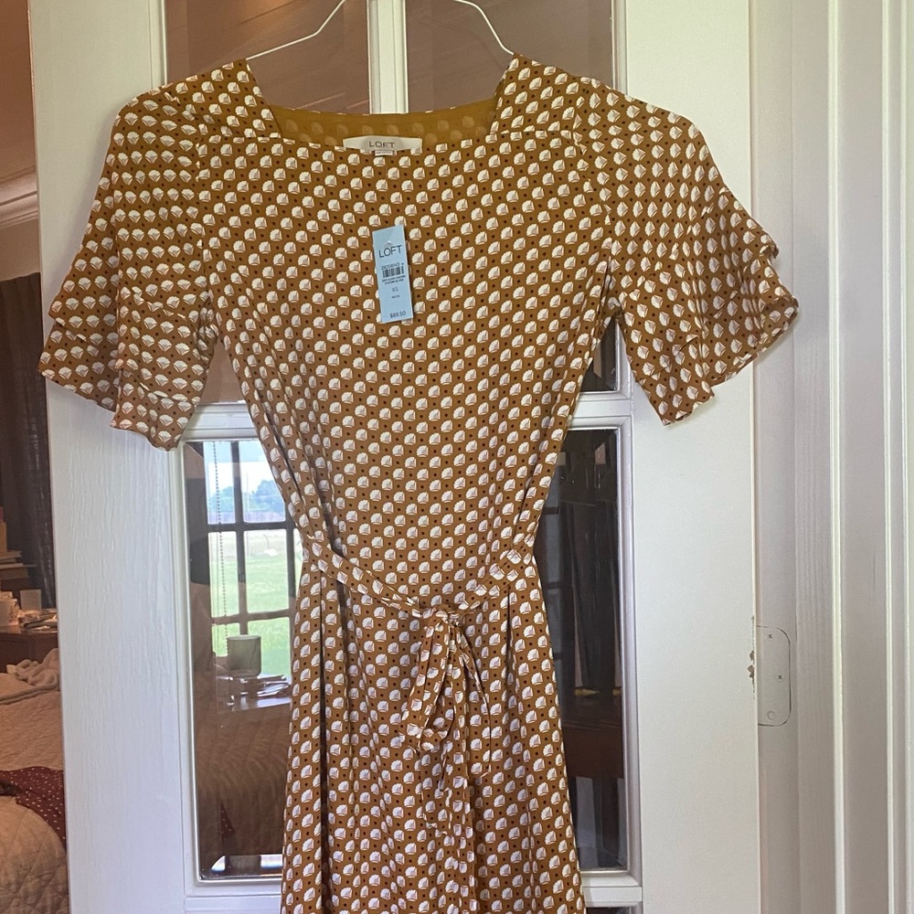 XSP Loft Dress dark mustard with flutter sleeves